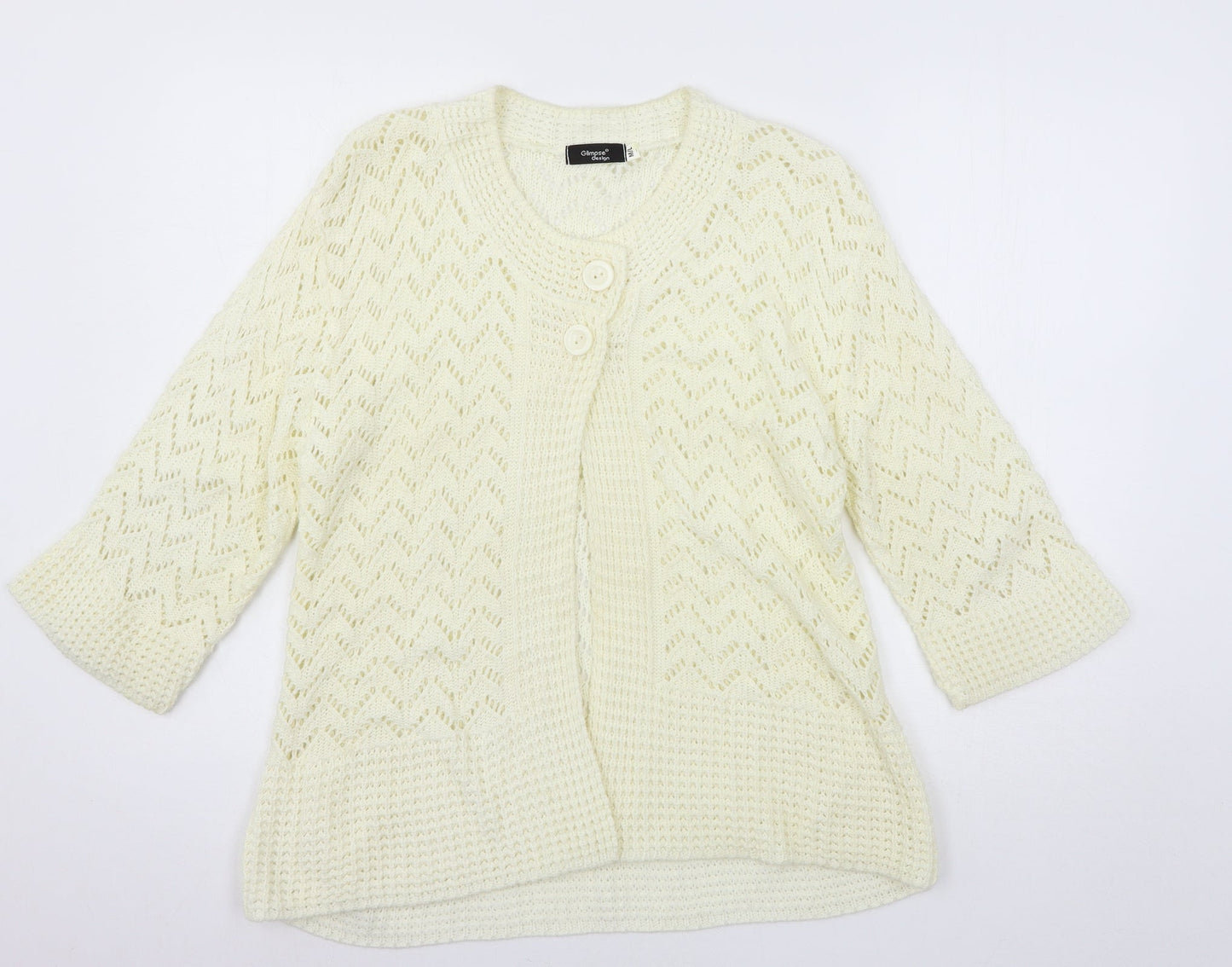 Glimpse Womens Ivory  Knit Cardigan Jumper Size M