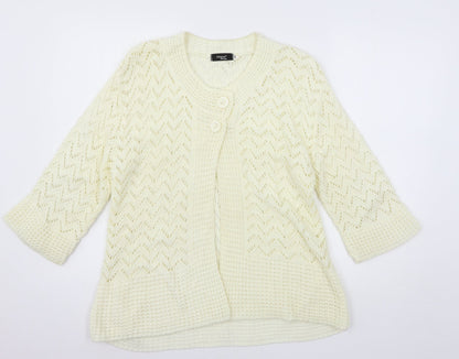 Glimpse Womens Ivory  Knit Cardigan Jumper Size M