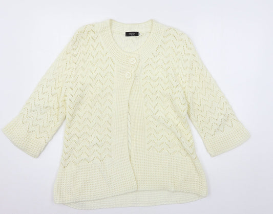 Glimpse Womens Ivory  Knit Cardigan Jumper Size M