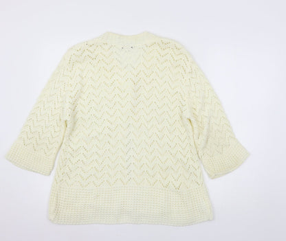 Glimpse Womens Ivory  Knit Cardigan Jumper Size M