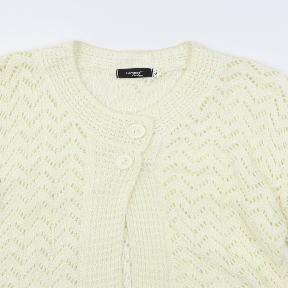Glimpse Womens Ivory  Knit Cardigan Jumper Size M