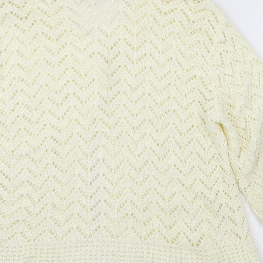 Glimpse Womens Ivory  Knit Cardigan Jumper Size M
