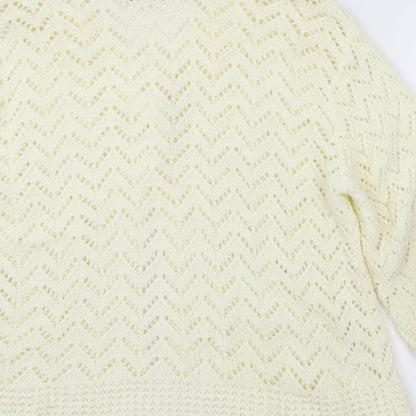 Glimpse Womens Ivory  Knit Cardigan Jumper Size M