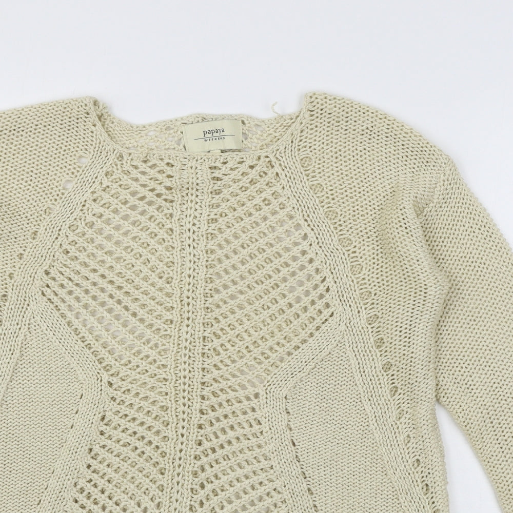 Womens UK Size 12 Papaya Beige Pullover Jumper