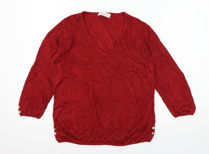 Marks and Spencer Womens Red  Knit Pullover Jumper Size 12