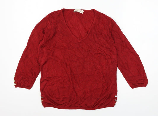 Marks and Spencer Womens Red  Knit Pullover Jumper Size 12