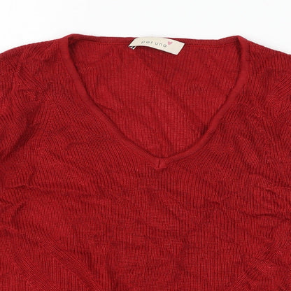 Marks and Spencer Womens Red  Knit Pullover Jumper Size 12
