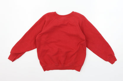 Fruit of the Loom Boys Red  Jersey Pullover Sweatshirt Size 5-6 Years  - Rudolph