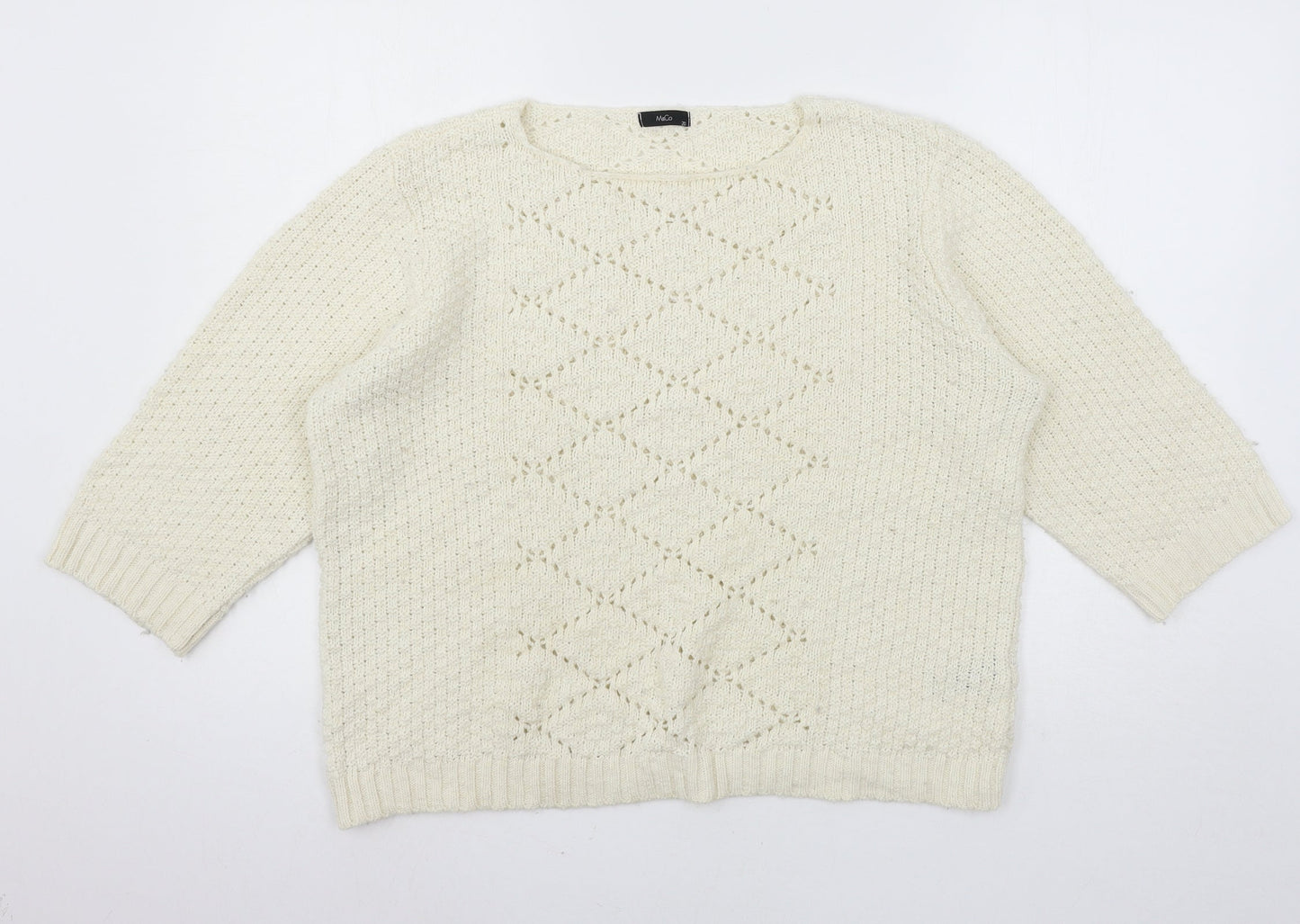 Womens UK Size 20 M&Co Ivory Pullover Jumper