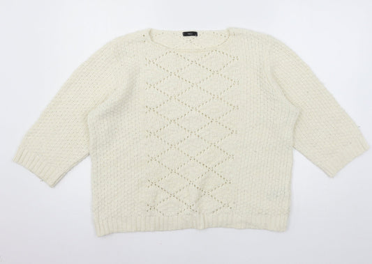 Womens UK Size 20 M&Co Ivory Pullover Jumper