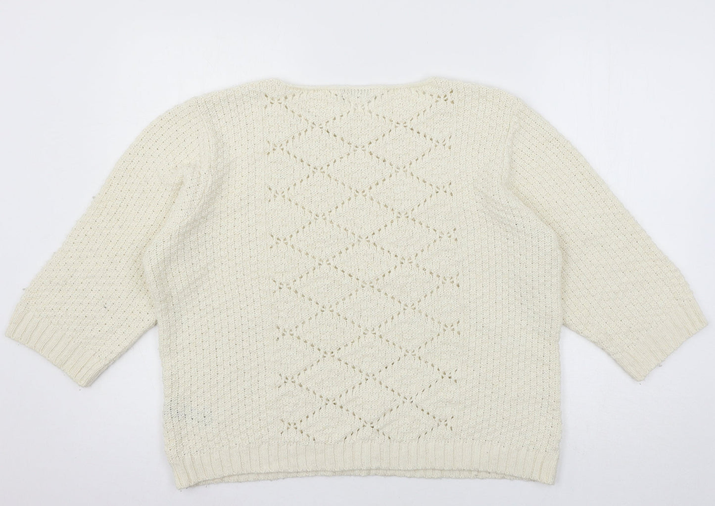 Womens UK Size 20 M&Co Ivory Pullover Jumper