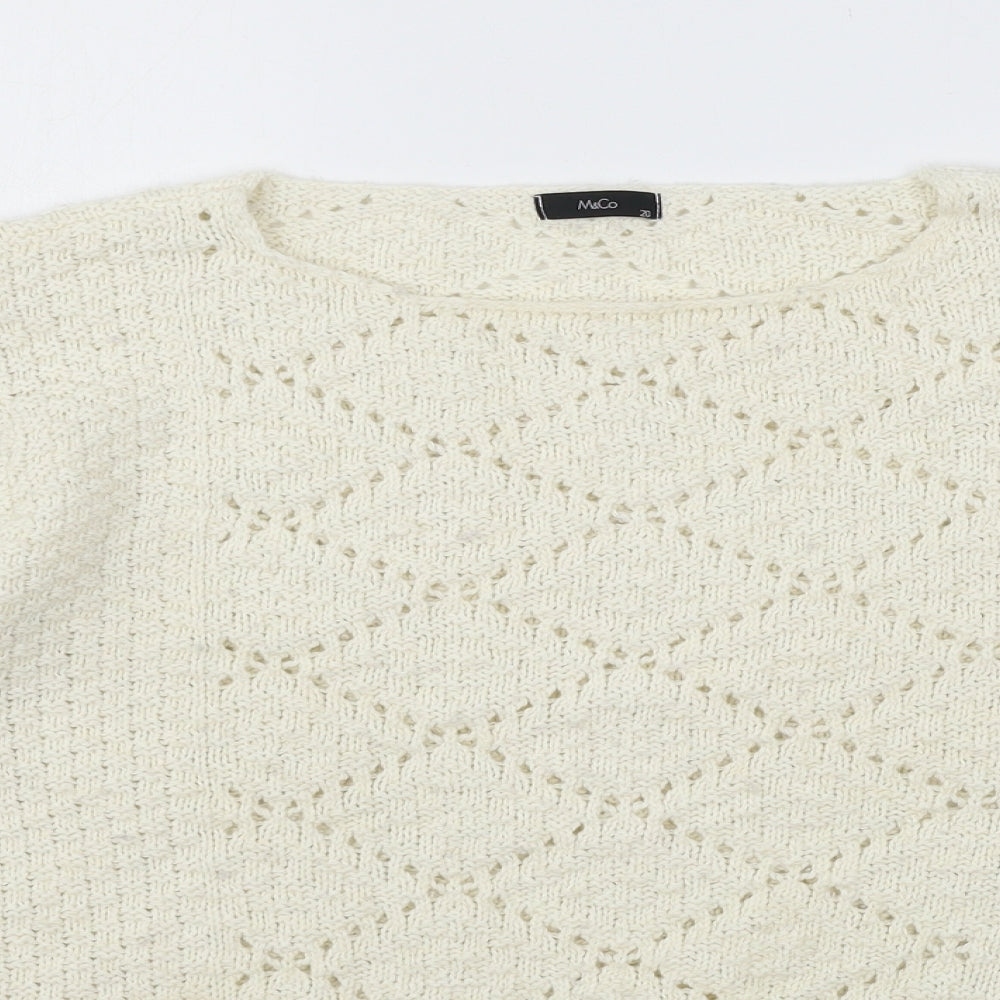 Womens UK Size 20 M&Co Ivory Pullover Jumper