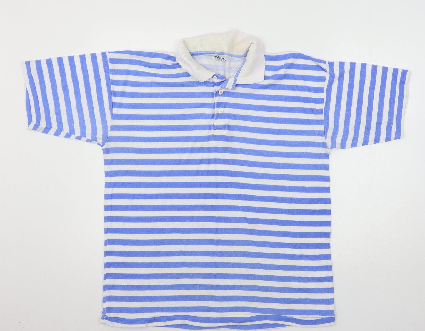 Leisure Man Mens Blue Striped Jersey  Polo Size L