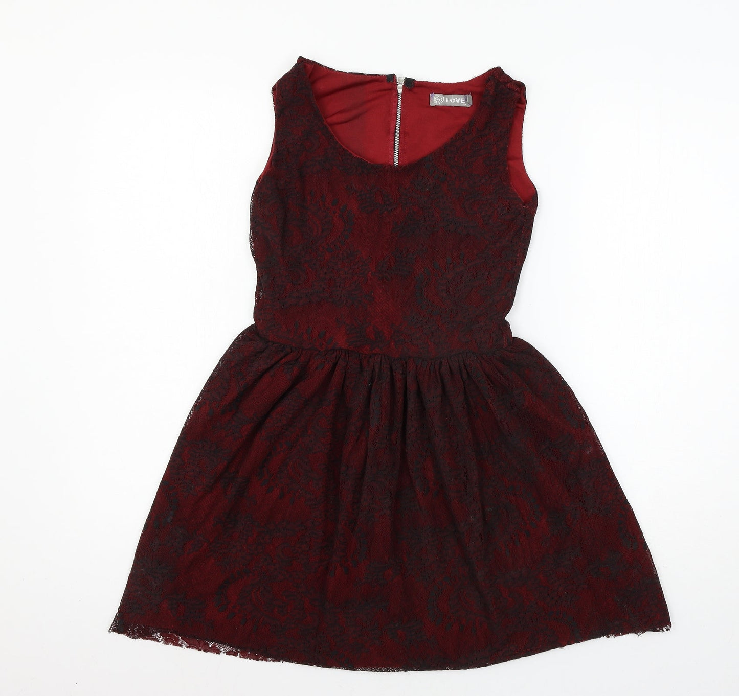 Womens UK Size S Love Red Basic Blouse