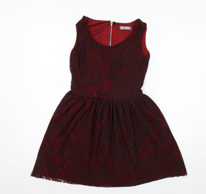 Womens UK Size S Love Red Basic Blouse