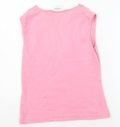 Back view of Nouveau Edition women’s pink jersey basic tank, size M