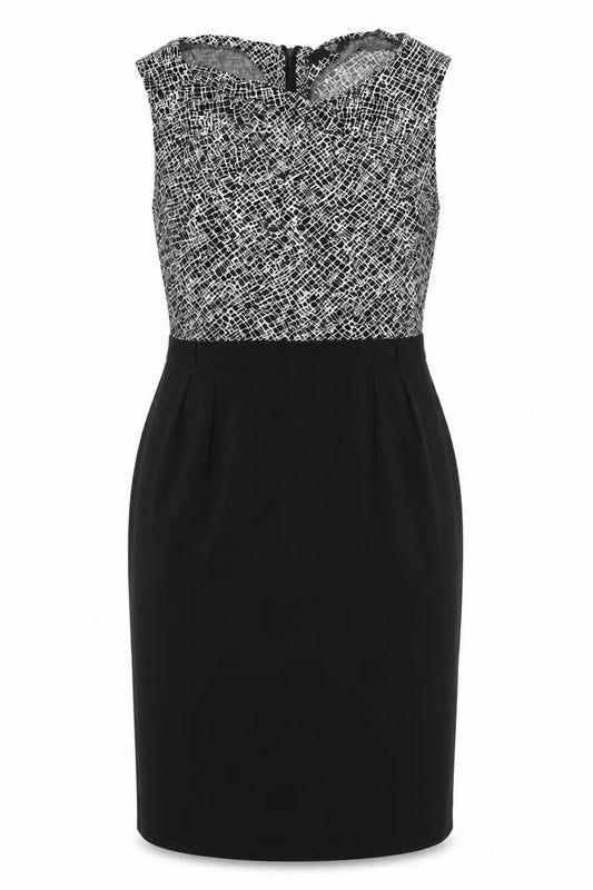 Front view of BHS women’s multicoloured geometric fit & flare, size UK 20