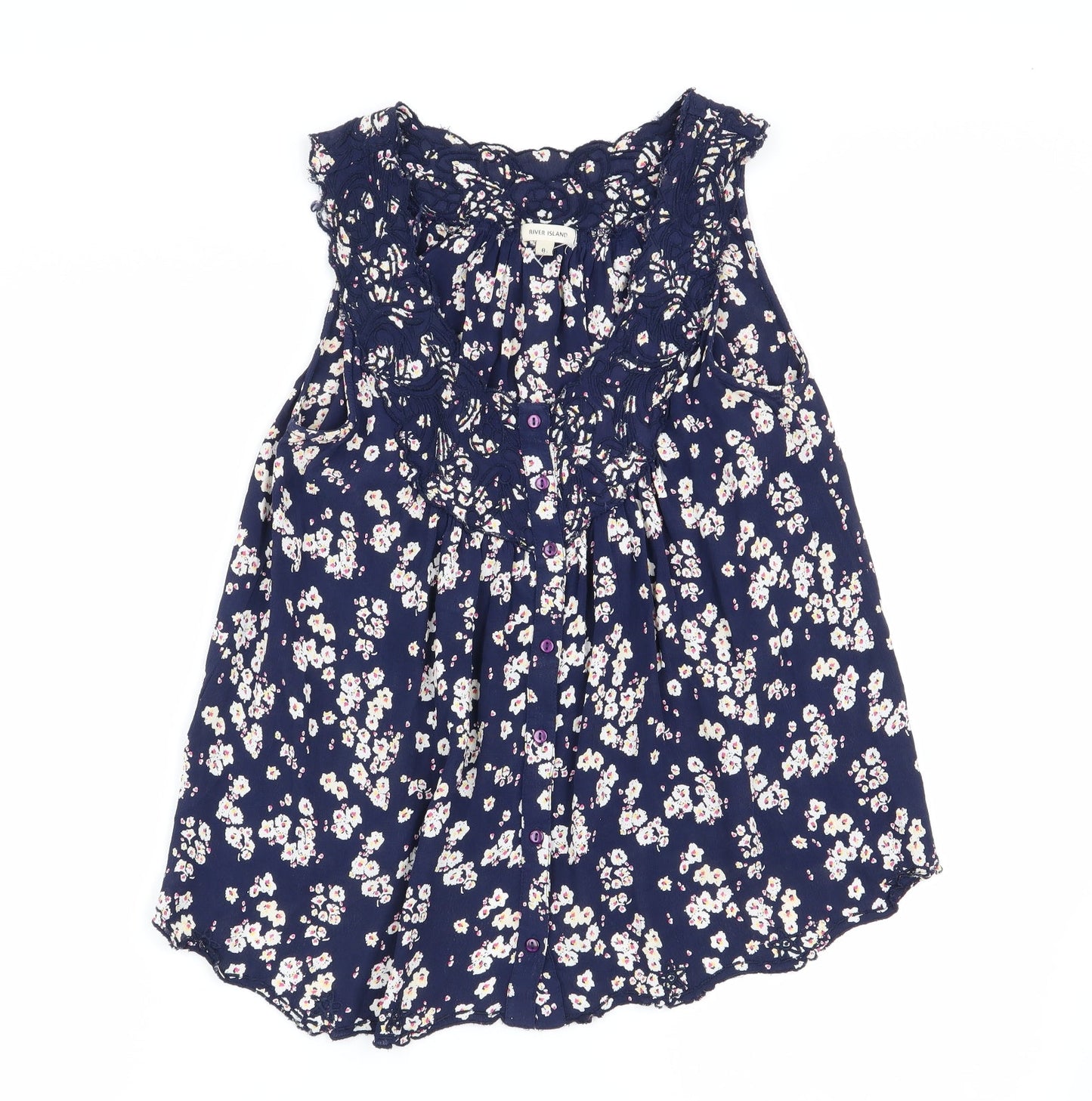 Womens UK Size 8 River Island Blue Basic Blouse