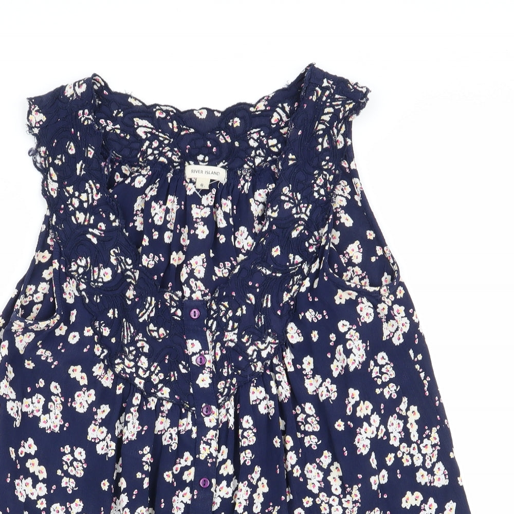 Womens UK Size 8 River Island Blue Basic Blouse