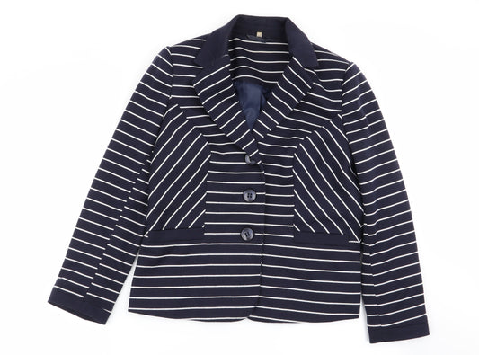 isle Womens Multicoloured Striped  Jacket Blazer Size 12