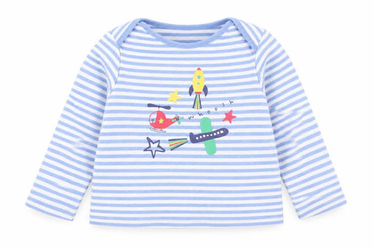 F&F Boys Multicoloured Striped  Babydoll Pyjama Top Size 18-24 Months