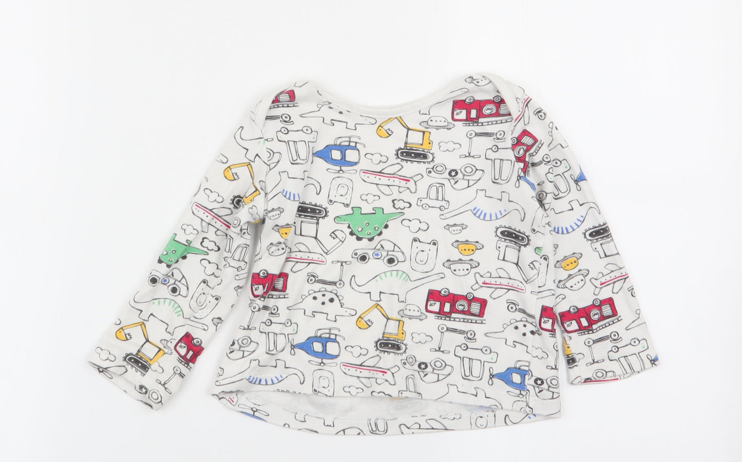 F&F Boys White Geometric  Babydoll Pyjama Top Size 12-18 Months
