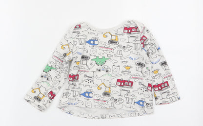 F&F Boys White Geometric  Babydoll Pyjama Top Size 12-18 Months