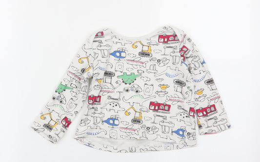 F&F Boys White Geometric  Babydoll Pyjama Top Size 12-18 Months