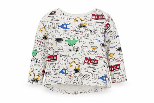 F&F Boys White Geometric  Babydoll Pyjama Top Size 12-18 Months