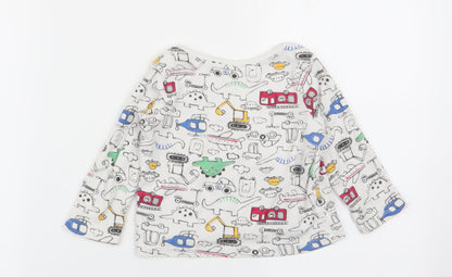 F&F Boys White Geometric  Babydoll Pyjama Top Size 12-18 Months