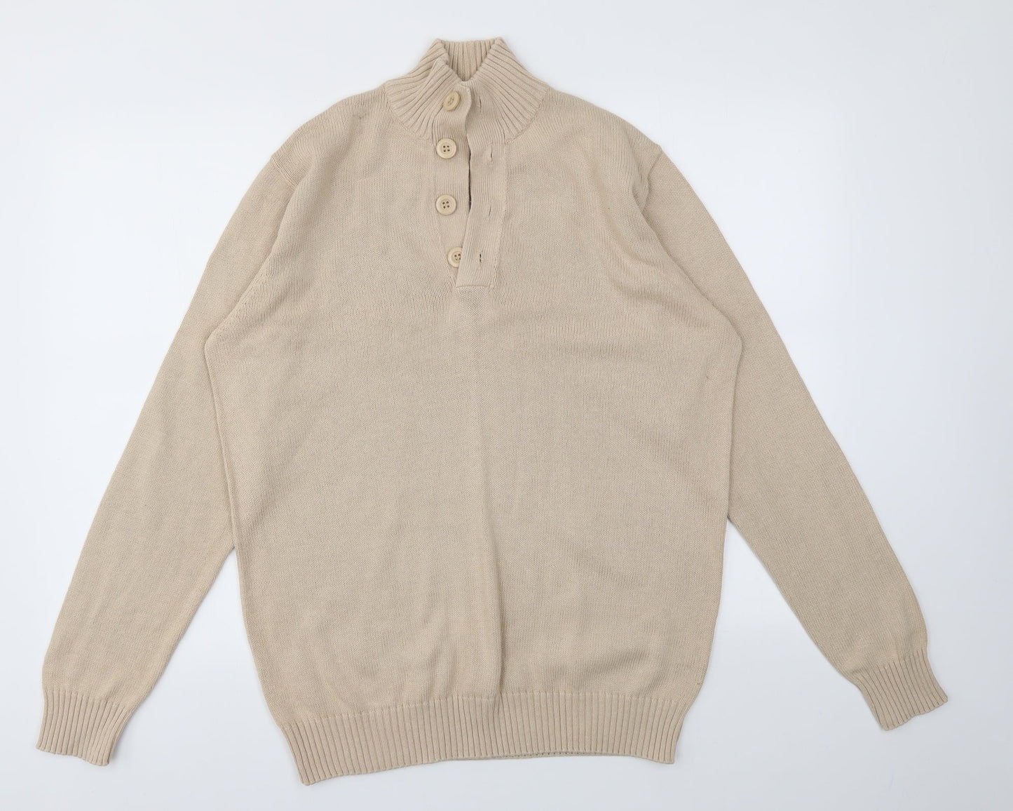 Mens UK Size M Cotton Traders Beige Pullover Sweatshirt