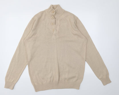 Mens UK Size M Cotton Traders Beige Pullover Sweatshirt