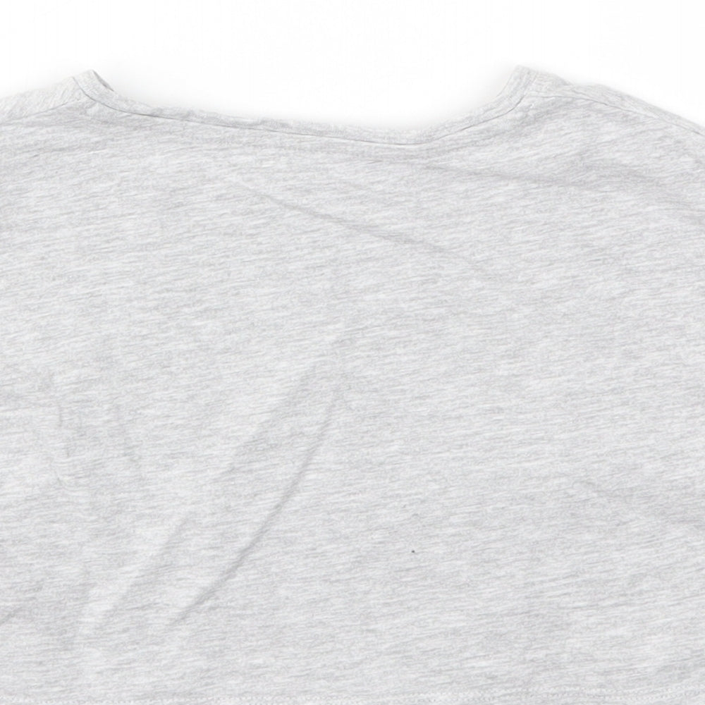 Brand and care label for Matalan girls’ grey basic t-shirt, size 6, years