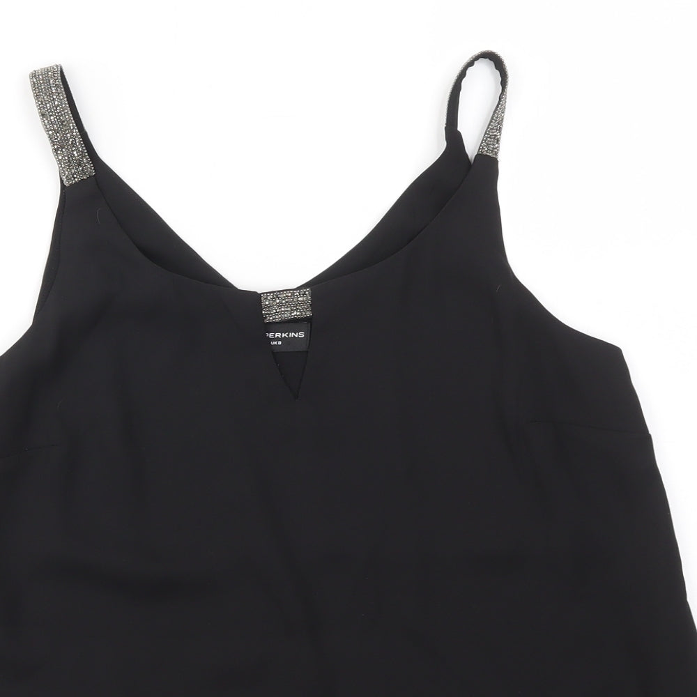 Womens UK Size 8 Dorothy Perkins Black Basic Blouse