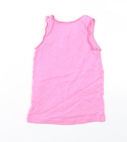 M&S Girls Pink Geometric  Basic T-Shirt Size 5-6 Years