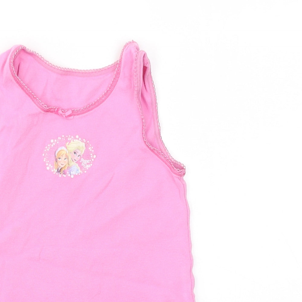 M&S Girls Pink Geometric  Basic T-Shirt Size 5-6 Years