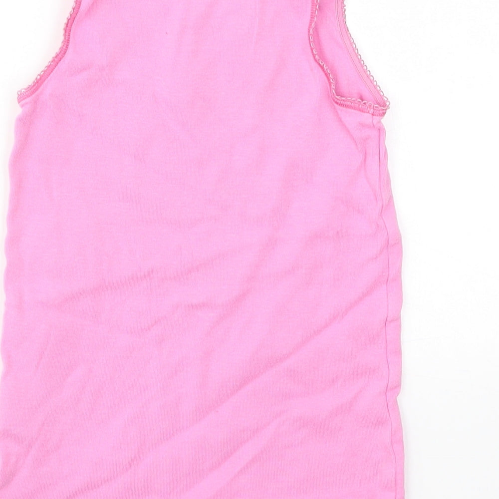 M&S Girls Pink Geometric  Basic T-Shirt Size 5-6 Years