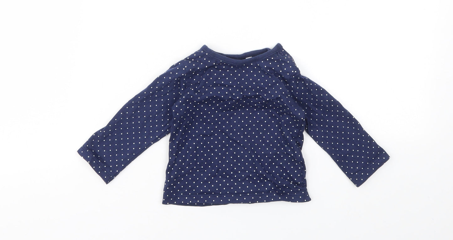 Debenhams Girls Blue Spotted  Basic T-Shirt Size 3-6 Months