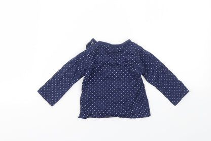 Debenhams Girls Blue Spotted  Basic T-Shirt Size 3-6 Months