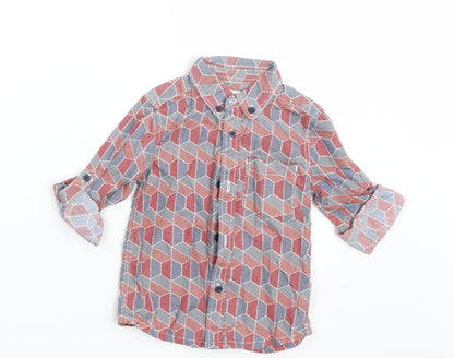 Additional front view of Bows & arrows boys’ red geometric basic button-up, size 2-3, years