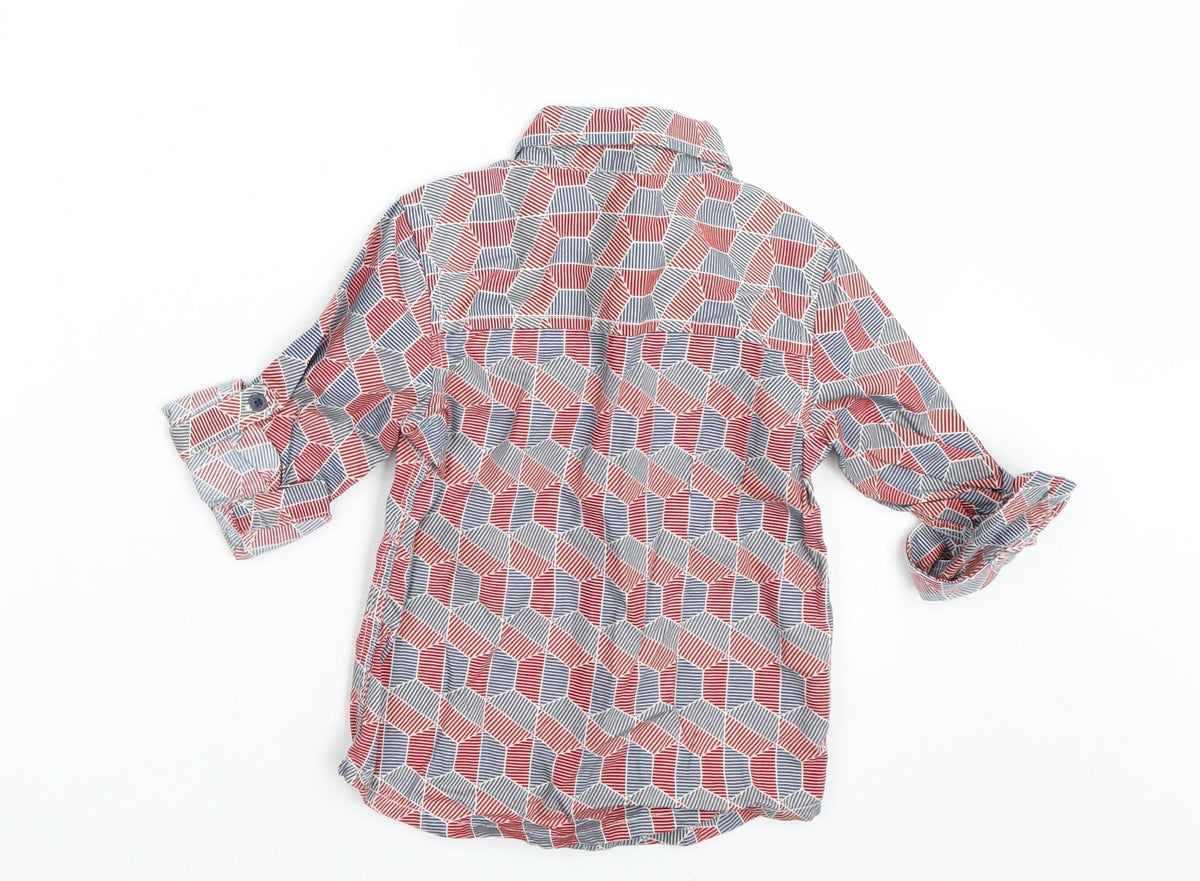 Back view of Bows & arrows boys’ red geometric basic button-up, size 2-3, years