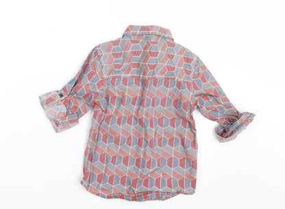 Back view of Bows & arrows boys’ red geometric basic button-up, size 2-3, years