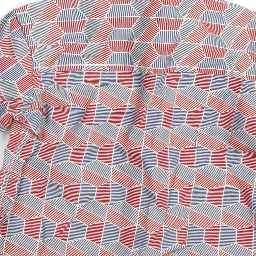 Brand and care label for Bows & arrows boys’ red geometric basic button-up, size 2-3, years