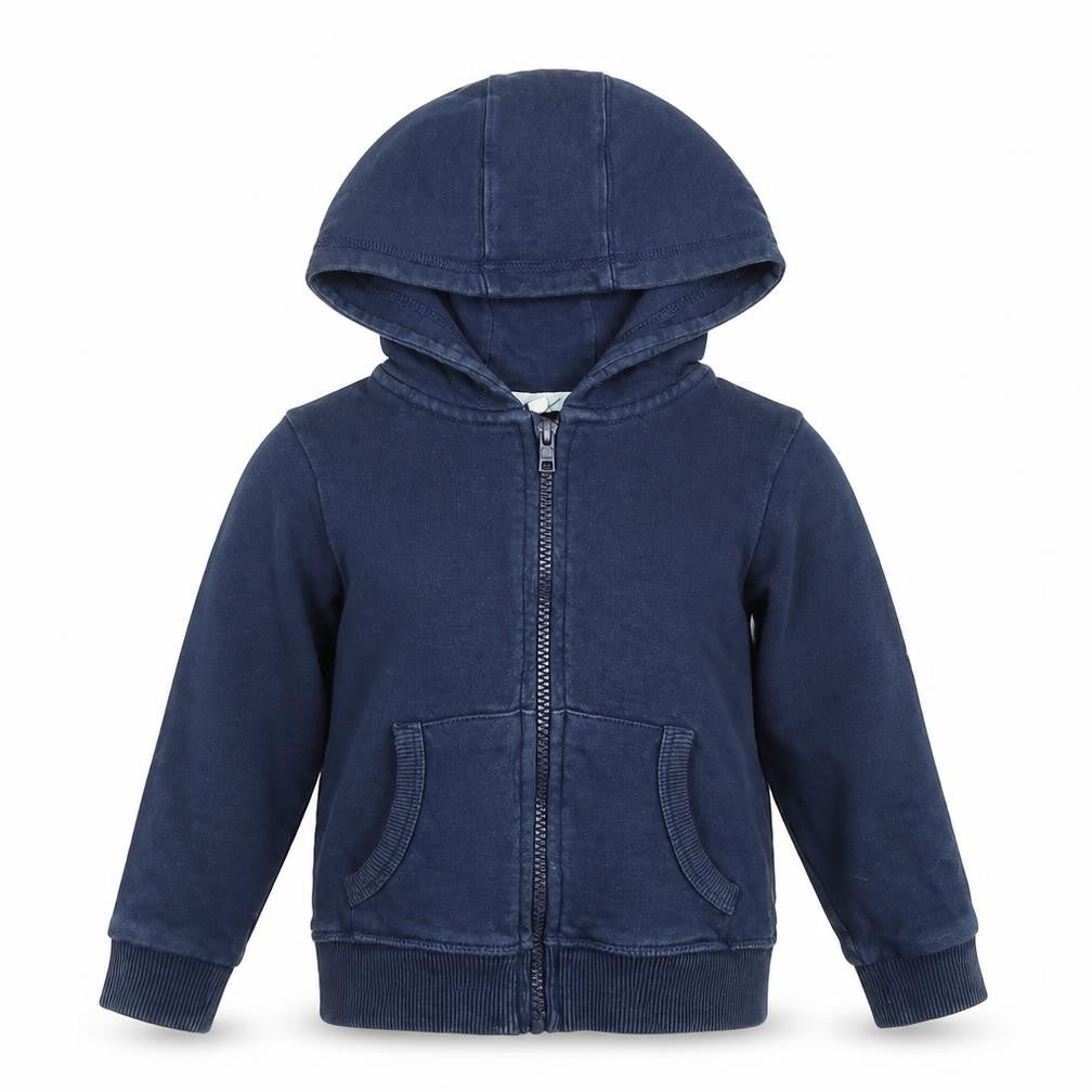 Front view of Marks & Spencer boys’ blue pullover hoodie, size 2-3, years