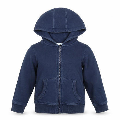 Front view of Marks & Spencer boys’ blue pullover hoodie, size 2-3, years