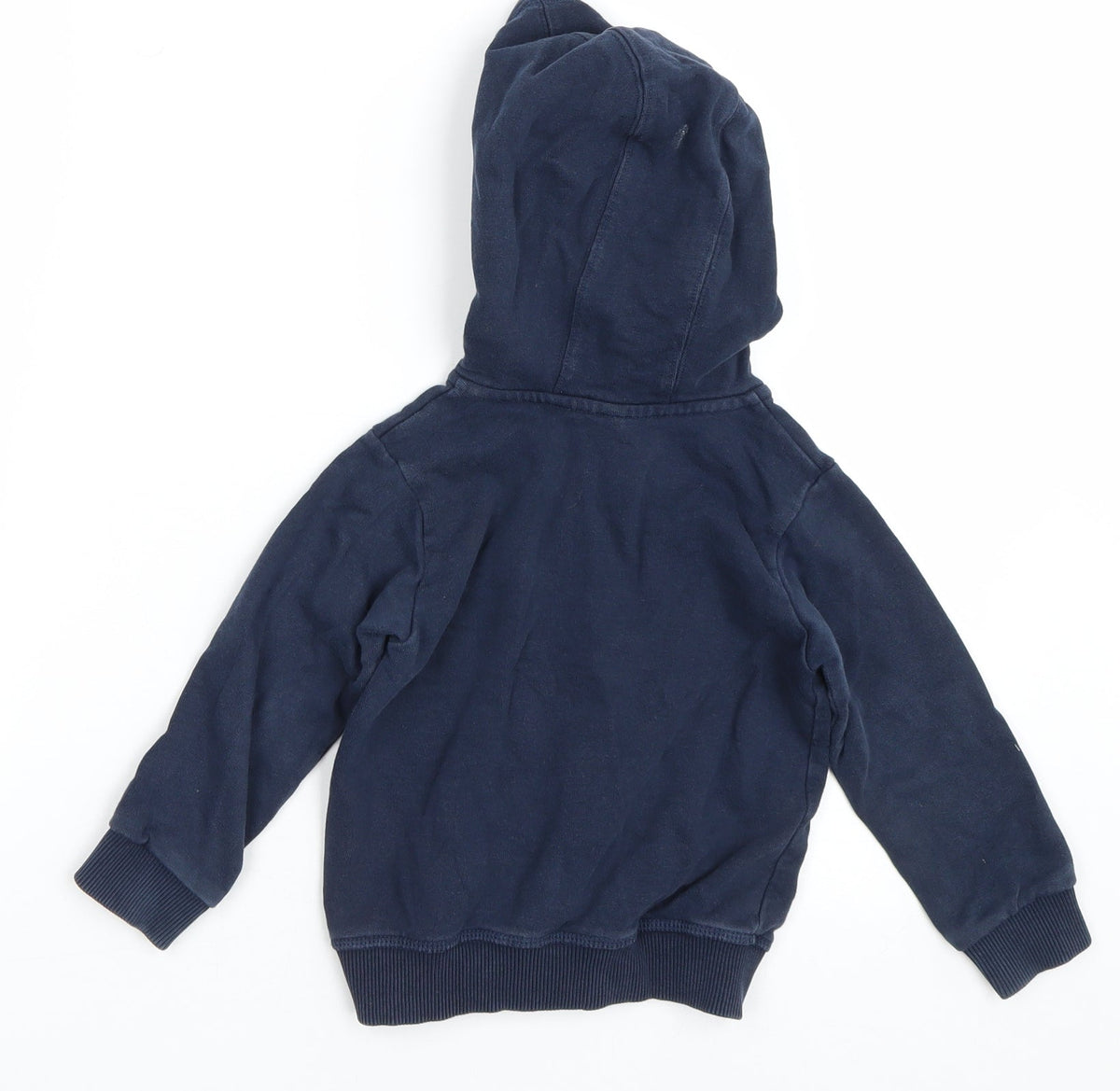 Back view of Marks & Spencer boys’ blue pullover hoodie, size 2-3, years