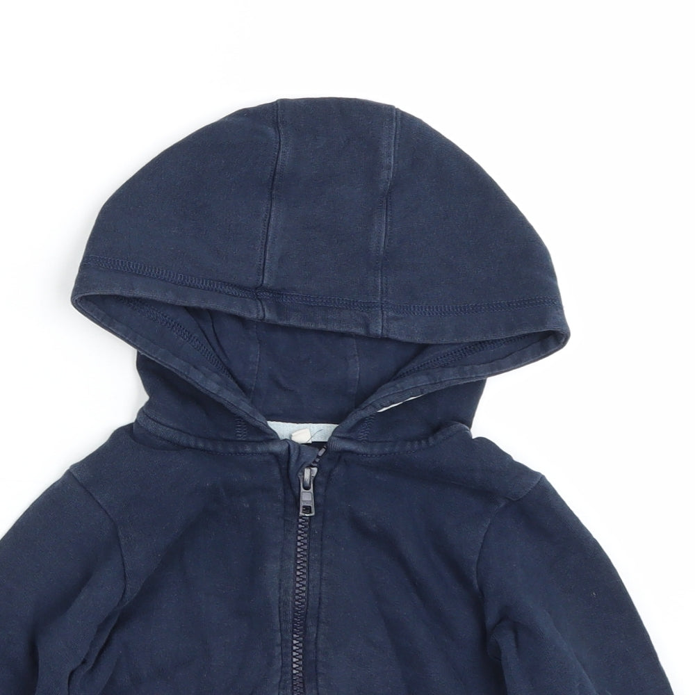 Close-up detail of Marks & Spencer boys’ blue pullover hoodie, size 2-3, years