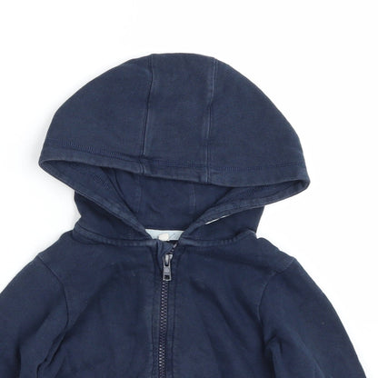 Close-up detail of Marks & Spencer boys’ blue pullover hoodie, size 2-3, years