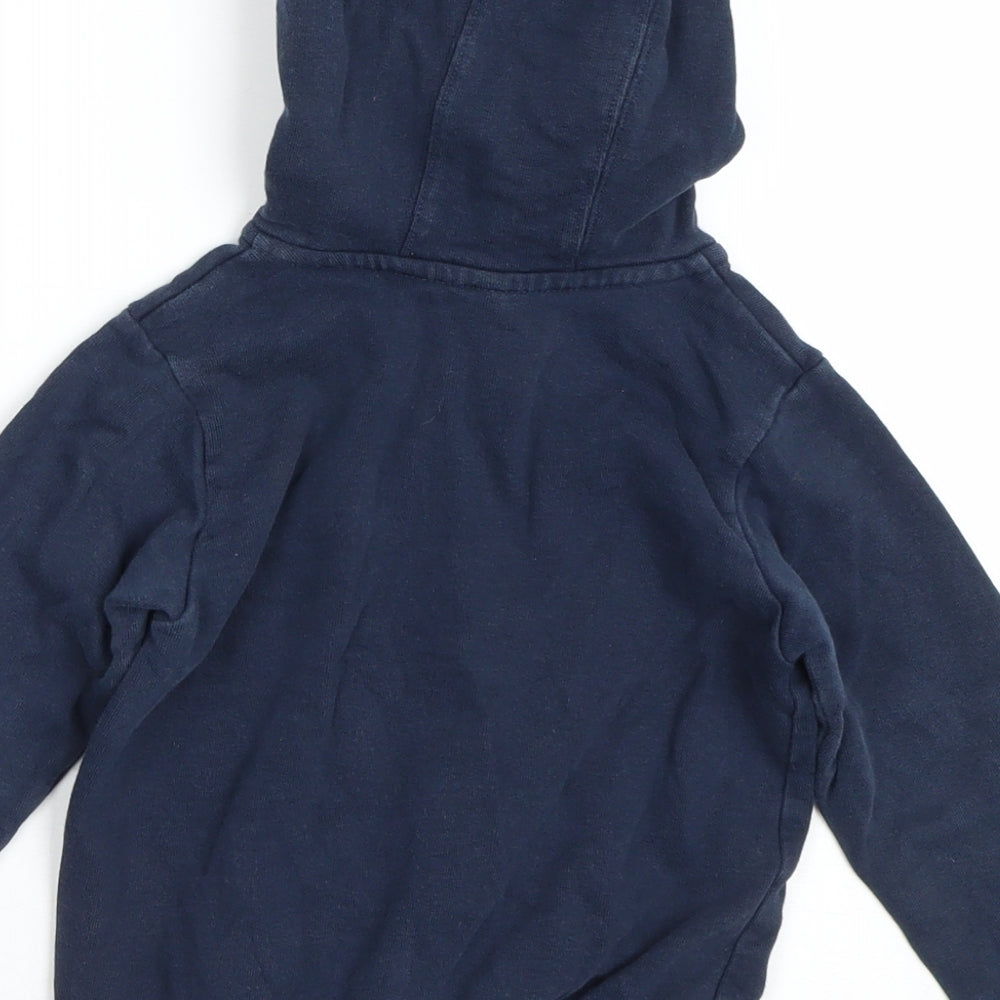 Brand and care label for Marks & Spencer boys’ blue pullover hoodie, size 2-3, years