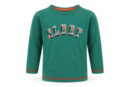Front view of Marks & Spencer boys’ green cami pyjama top, size 12-18, months